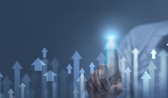 business scaling (upward arrows with finger pointing up)